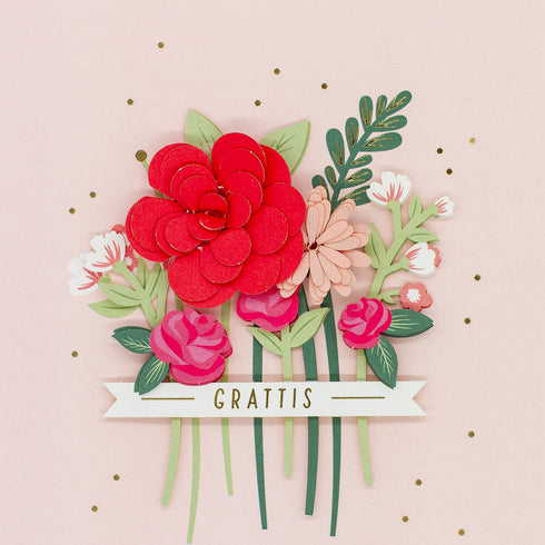 3D Kort Signature Blommor Grattis