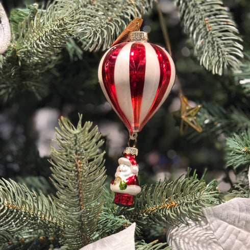 Tomte & Luftballong för upphängning, H 16,5cm, Röd
