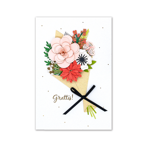3D Kort Signature Blombukett Grattis