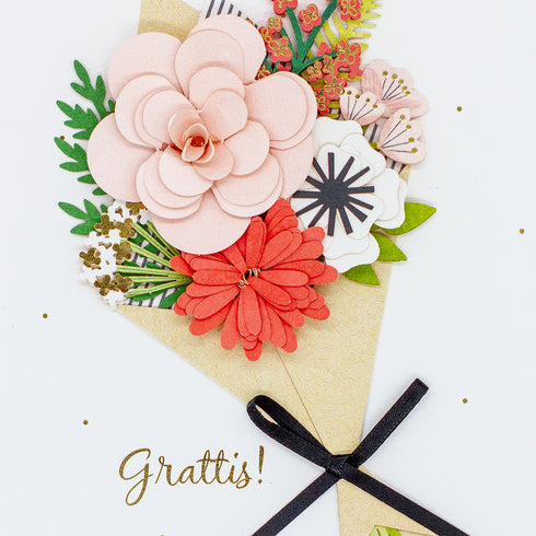 3D Kort Signature Blombukett Grattis