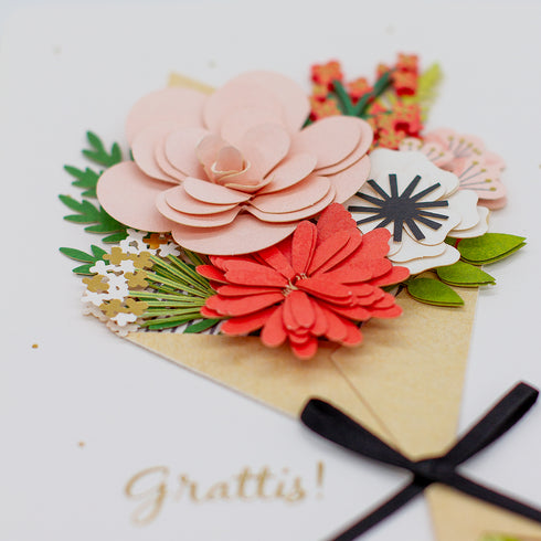 3D Kort Signature Blombukett Grattis