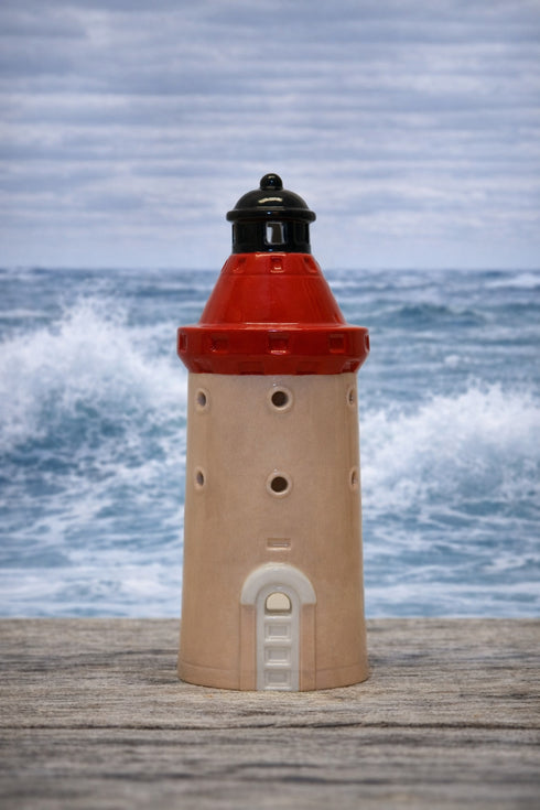 Keramikhus, Landsort fyr, för värmeljus, H 18cm