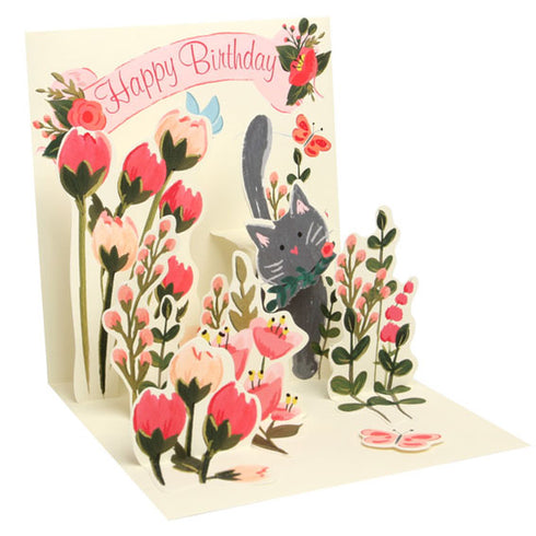 3D Pop-Up Kort, Botanic cat