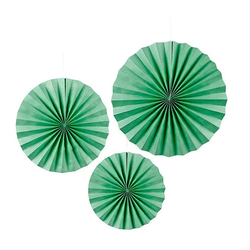 Vikbara pappersfläktar i 3 storlekar, Grön
