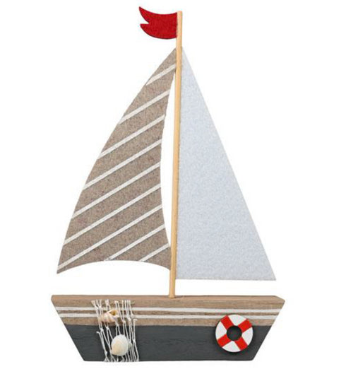 Segelbåt, H24cm, Trä, Blå
