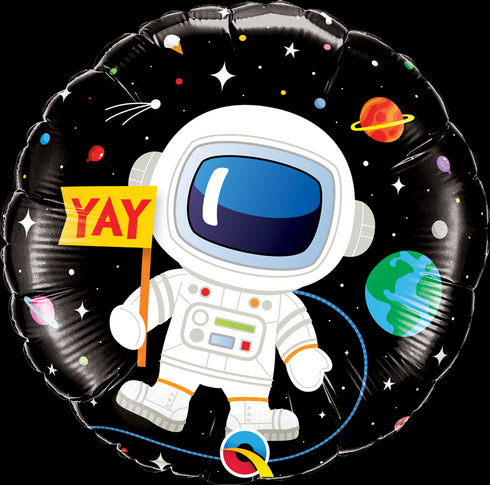 18" ROUND QX FOIL PRINT 001CT BDAY ASTRONAUT
