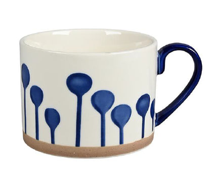 Mugg, 6,5 x 9 cm Porslin, Vit / Blå, Handmålad