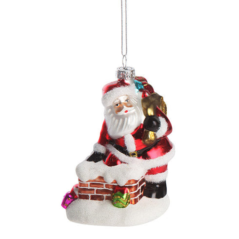 Julkula i glas - Tomte på skorsten