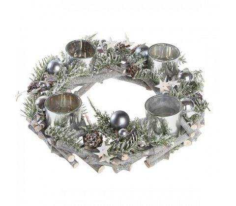 Adventsljusstake med Krans 30cm