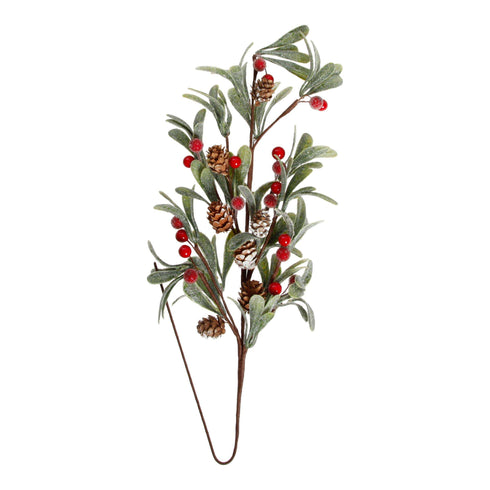 Grenm med bär, H 68cm, Grön/Röd