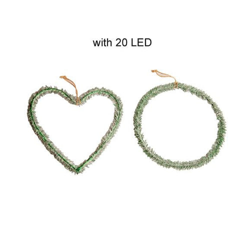 Krans med LED belysning, Dia. 35cm, 2ass