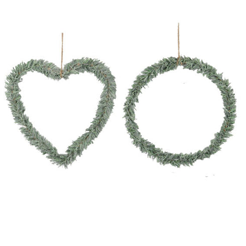 Kransar gröna med konstsnö