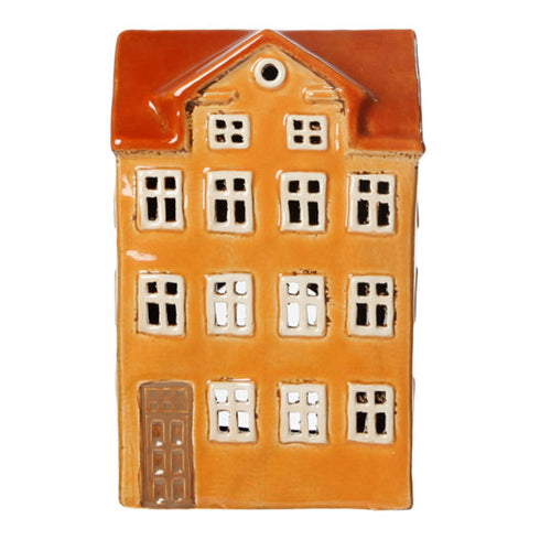 Keramikhus, Gulbrunt, H 19cm