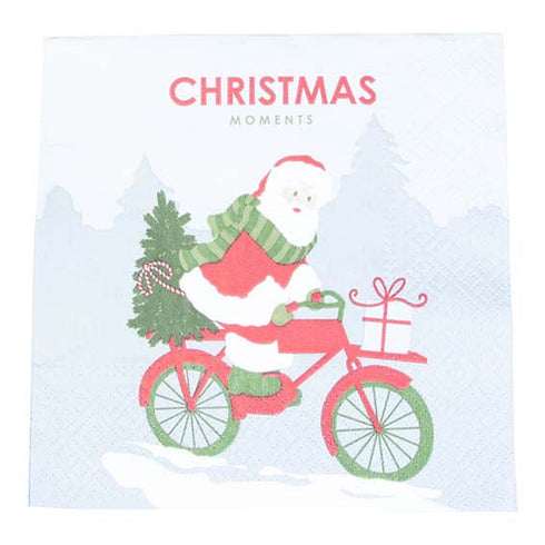 Servetter, 3-lags, Tomten cyklar, Christmas Moments