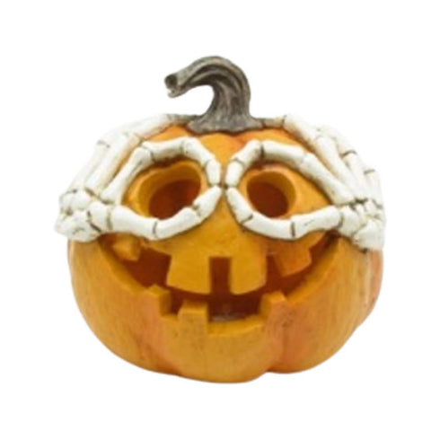 Pumpa Orange med LED o Skelett, H 15 cm