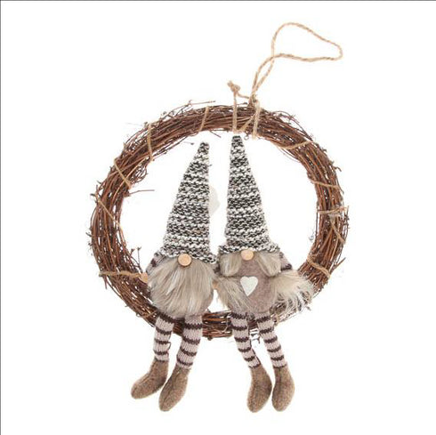 Krans med Tomtar, Dia. 50cm, Grön