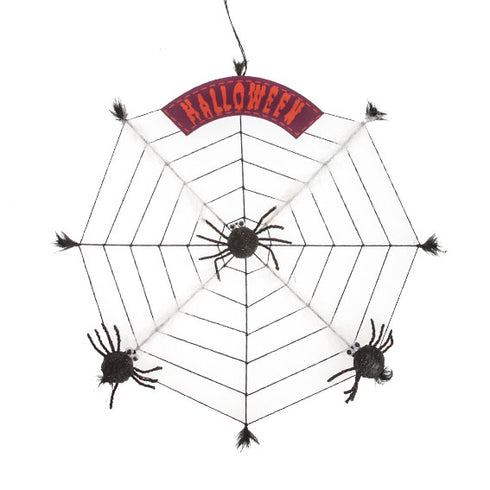 Halloween Spindelnät med 3 spindlar, Dia48cm