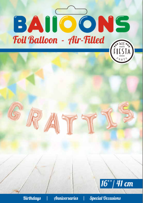 Folieballong Grattis Rose Gold
