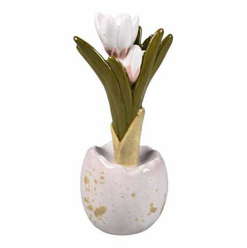 Ägg med snödroppar H 12,7cm, Natural Spring