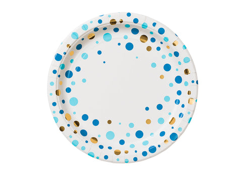 Tallrik Blå Prick med guldfolie 8-Pack