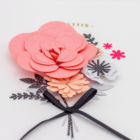 3D Kort Rosa Blomma Grattis