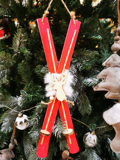 Röda Stora Skidor - Julpynt