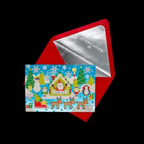 3D Julkort Tomten tittar ut