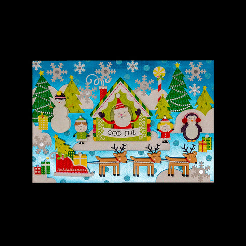 3D Julkort Tomten tittar ut