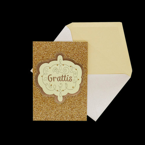 3D Kort Guld Grattis