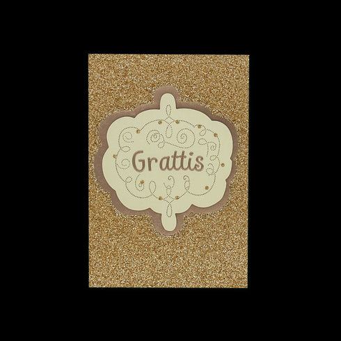 3D Kort Guld Grattis