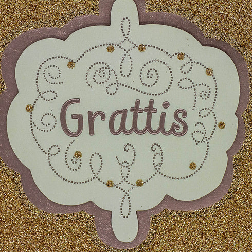 3D Kort Guld Grattis
