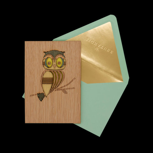 3D Kort i trä Uggla