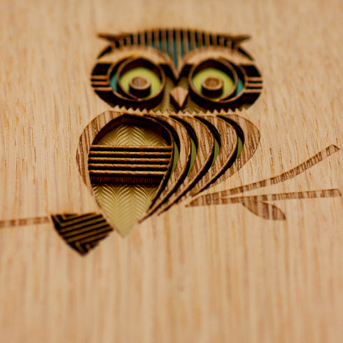 3D Kort i trä Uggla