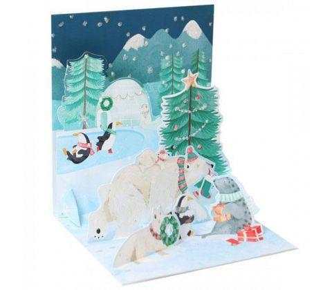 3D Pop-Up Kort - Isbjörnar, Sälar & Pingivner - Julkort