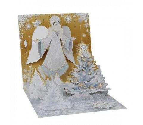 3D Pop-Up Kort - Gyllene Ängel - Mini Julkort